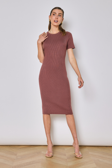 Wholesaler Copperose - fine knit mid-length dress with one sleeve