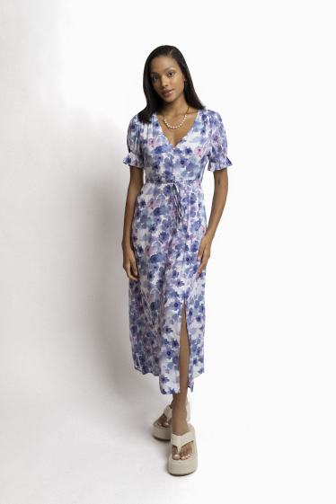 Wholesaler Copperose - Belted floral mid-length dress