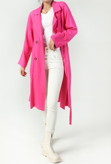 Wholesaler Copperose - Belted trench with linen