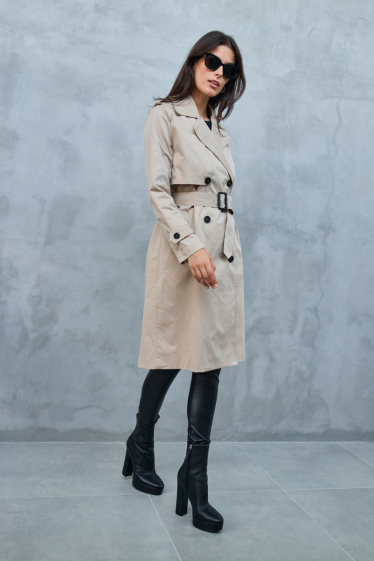 Wholesaler Copperose - mid-length trench coat with flaps and buckle belt