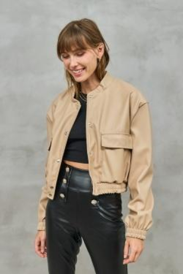 Wholesaler Copperose - cropped faux leather bomber jacket