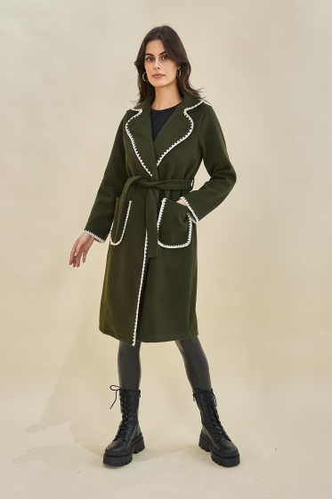Wholesaler Copperose - mid-length jacket with scalloped embroidery detail