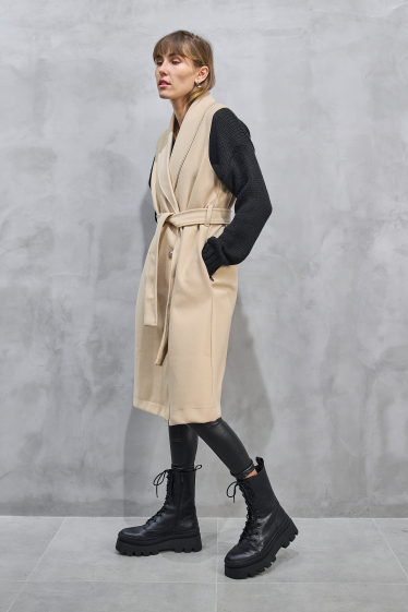 Wholesaler Copperose - Mid-length sleeveless jacket with wool touch