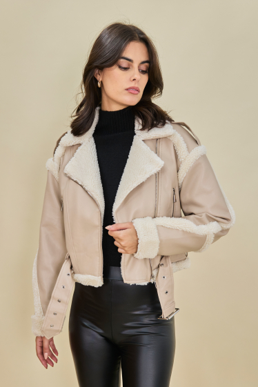 Manteau femme bi matiere best sale simili cuir