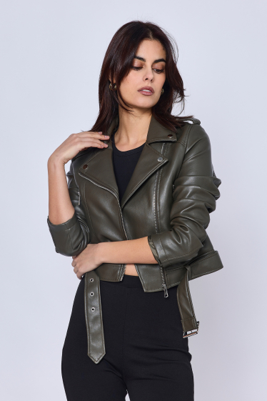 Wholesaler Copperose - short faux leather perfecto jacket with zipped pockets