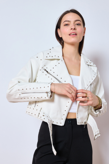 Wholesaler Copperose - short perfecto jacket in studded faux leather