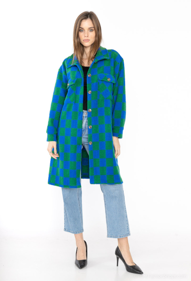 Grossiste Coraline - manteau laine carreaux