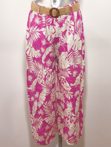 Grossiste Coraline - Pantalon ceinture à imprimé fleurs