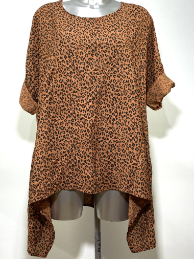Großhändler Coraline - Plus-Size-Pullover aus Viskose mit Leopardenmuster