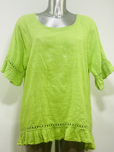 Grossiste Coraline - T-shirt en coton/lin uni
