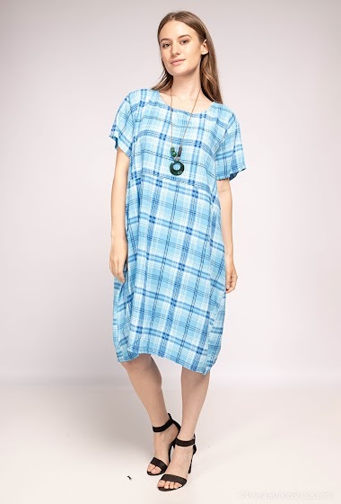 Großhändler Coraline - Checked dress with necklace