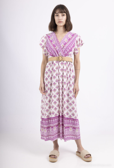 Wholesaler Coraline - Long dress with flower print belt