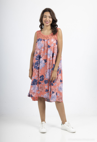 Wholesaler Coraline - Mid-length sleeveless dress with flower patterns