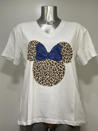 Großhändler Coraline - T-Shirt mit V-Ausschnitt und Fliege-Print