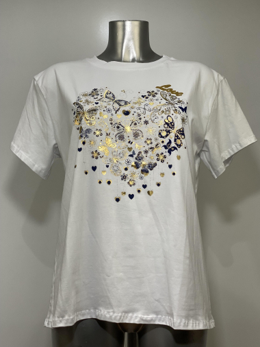 Mayorista Coraline - Camiseta con estampado de corazón y mariposa