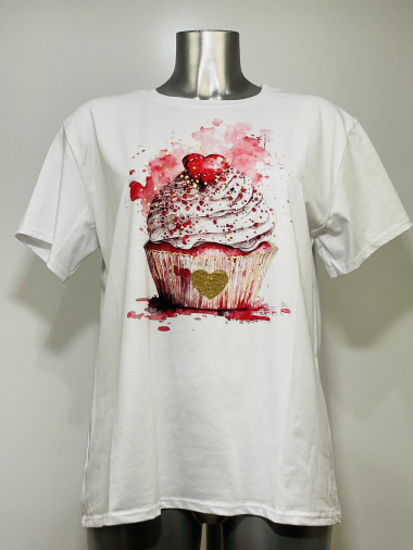 Großhändler Coraline - T-Shirt mit Cupcake-Print