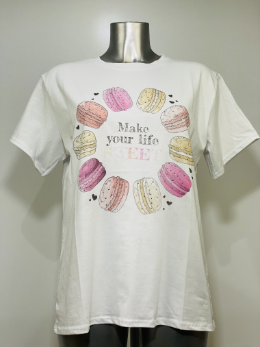 Grossiste Coraline - T-shirt à imprimé cercle de macarons