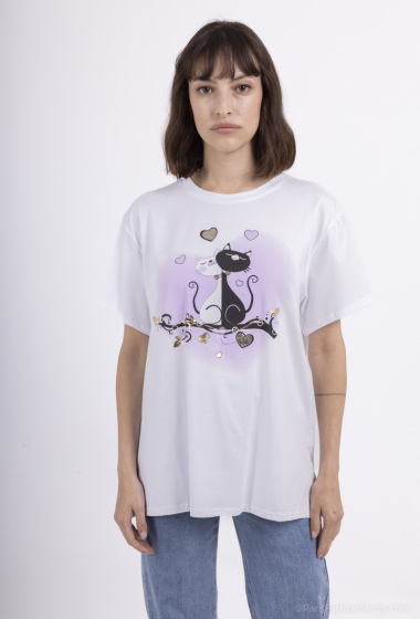 Wholesaler Coraline - T-shirt with a couple of cats print