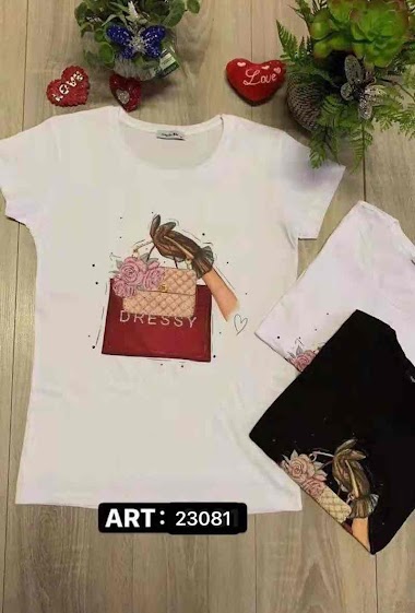 Mayorista Coraline - Camiseta con estampado y pedrería