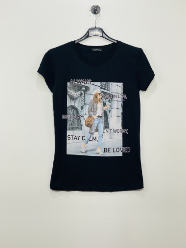 Grossiste Coraline - T-shirt avec imprimé et strass