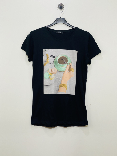 Wholesaler Coraline - T-shirt with print and rhinestones
