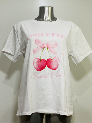 Großhändler Coraline - T-Shirt aus Baumwolle mit Kirschprint