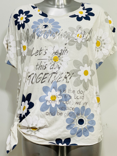Mayorista Coraline - Camiseta de algodón con estampado de flores