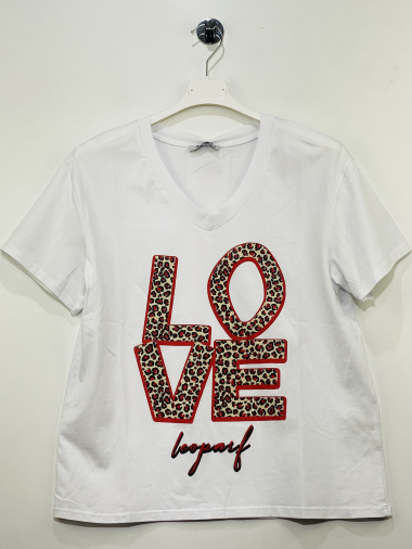 Großhändler Coraline - T-Shirt aus Baumwolle mit handschriftlichem Aufdruck