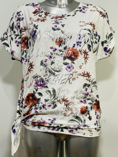 Grossiste Coraline - T-shirt en coton fleurie