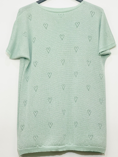 Grossiste Coraline - T-shirt pailletée à motifs cœurs