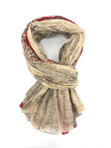 Großhändler Cowo-collection - Indischer Schal mit Blockdruck aus 100 % Baumwolle – 100 x 180 cm