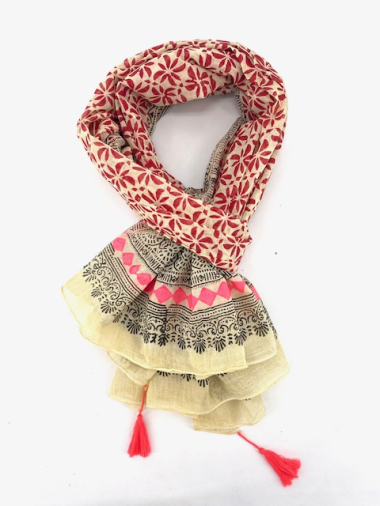 Grossiste Cowo-collection - Foulard-Chèche 100% Coton Indien- 100x180 cm