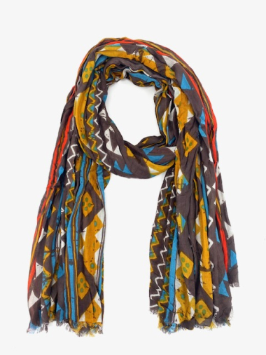 Großhändler Cowo-collection - Bedruckter Schal aus 100 % Viskose Indien – 100 x 180 cm