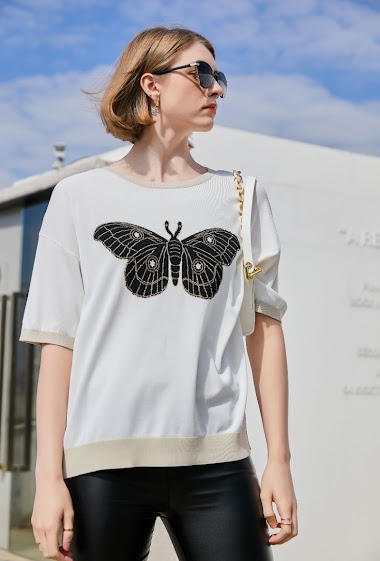 Mayorista Christina - Camiseta con estampado de mariposas