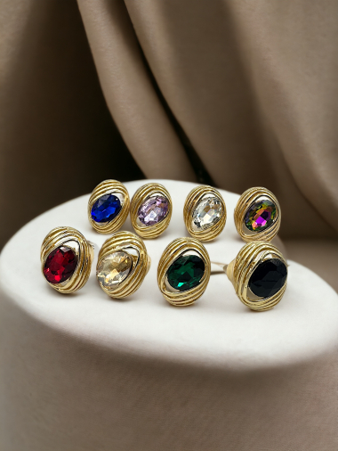 Wholesaler D Bijoux - Metal ring with rhinestones