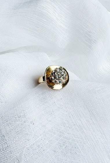 Wholesaler D Bijoux - Metal ring with rhinestone ball