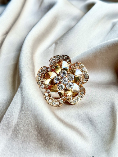 Wholesaler D Bijoux - Flower rhinestone ring