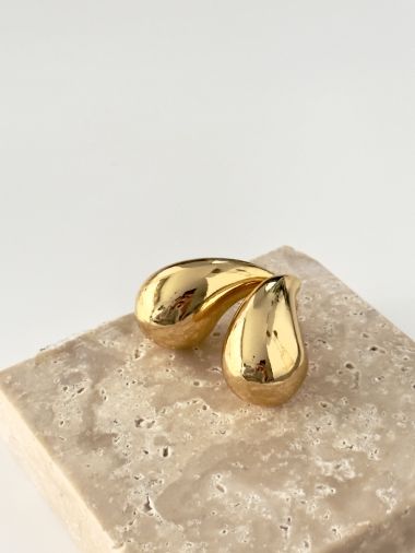 Wholesaler D Bijoux - Stainless steel and rhinestone hoop earrings