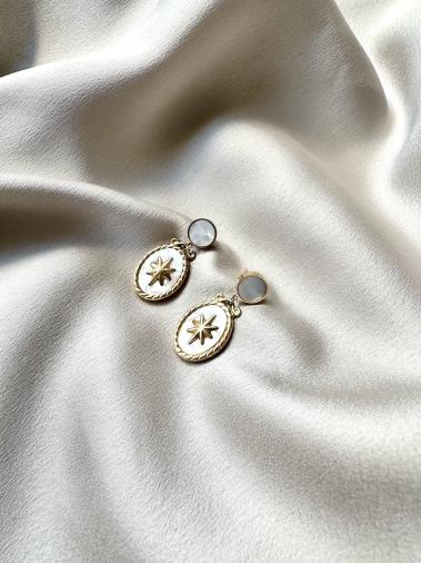 Wholesaler D Bijoux - Mother-of-pearl stainless steel earrings