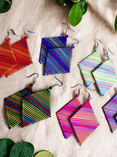 Wholesaler D Bijoux - Wood and colored wire earrings