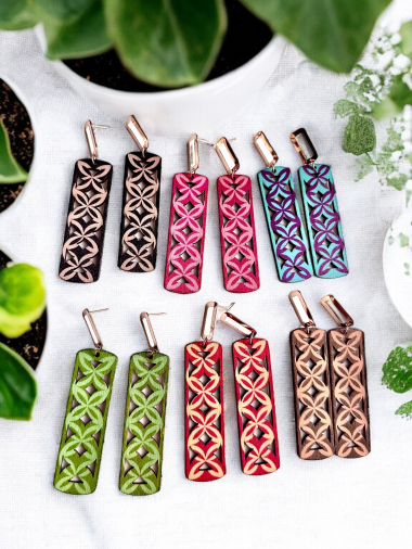Wholesaler D Bijoux - Wood pattern earrings
