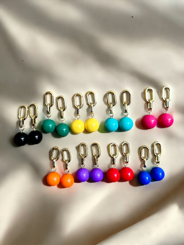 Wholesaler D Bijoux - Colored plastic  ball earrings