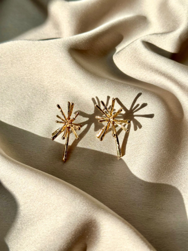 Grossiste D Bijoux - Boucles d'oreilles branches étoiles fleurs métal