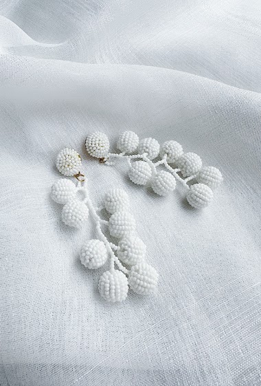 Großhändler D Bijoux - Pearl embroidered earrings - Handmade