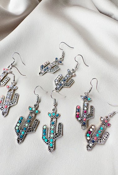 Wholesalers D Bijoux - Cactus earrings metal colored bohemian