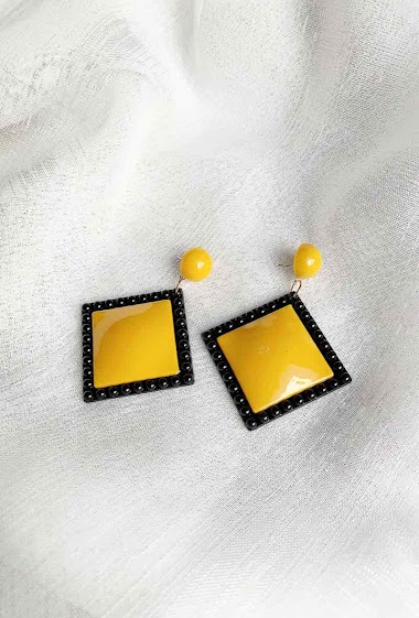 Großhändler D Bijoux - Square colored plastic earrings