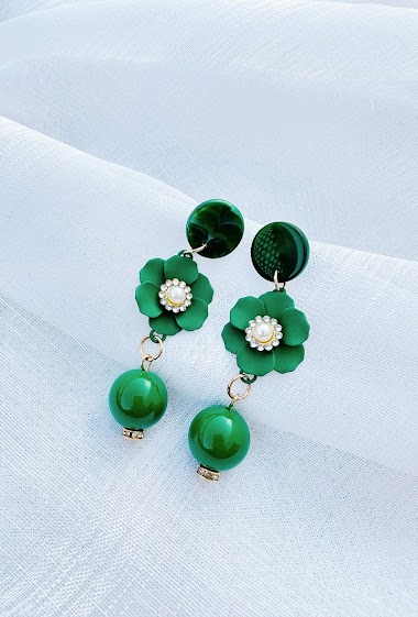 Grossiste D Bijoux - Boucles d'oreilles coloré plastique, perles et fleurs