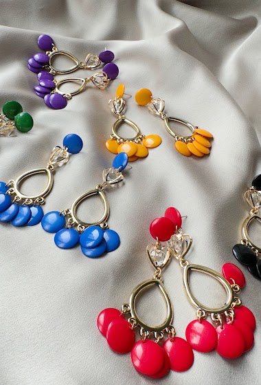 Grossiste D Bijoux - Boucles d'oreilles colorées pendantes