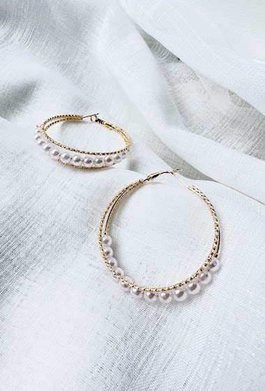 Wholesaler D Bijoux - Creole earrings with pearls
