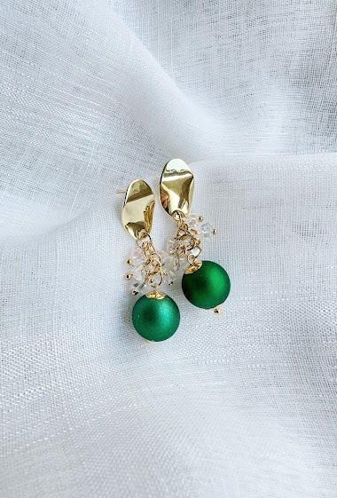 Großhändler D Bijoux - Crystal and ball earrings